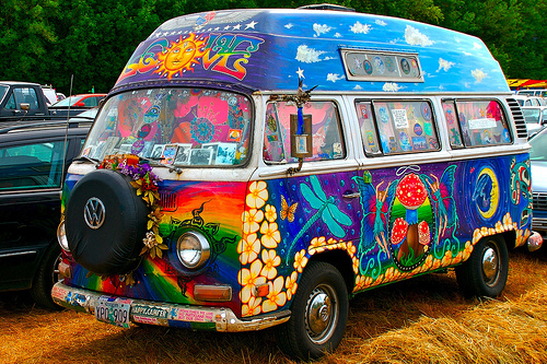 hippie wallpaper. hippie VW van.